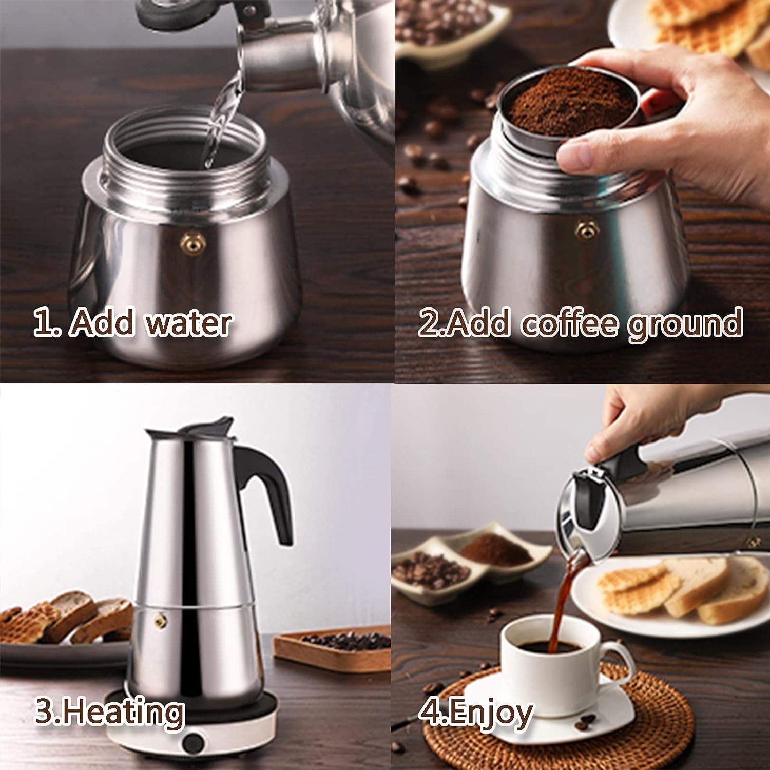 4/6/9 Xícaras Moka Pot Caffe M - Hero Coffee Equipment avaliação e preço